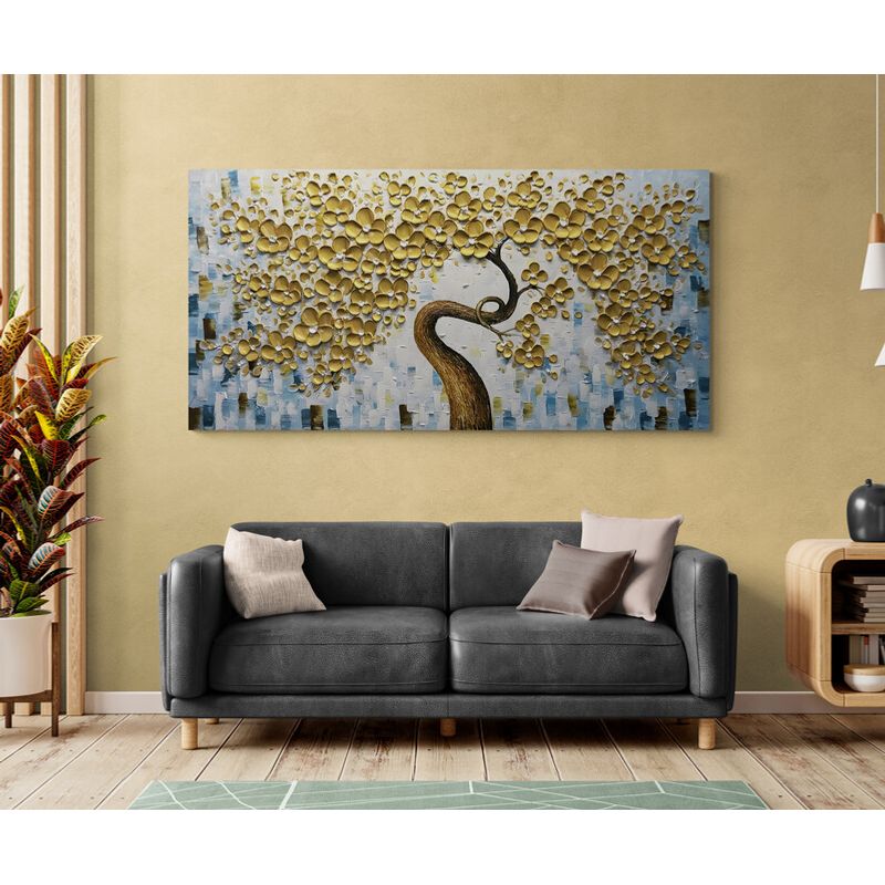 TAYRONA STORE - Cuadro En Lienzo Para La Sala Arbol Colores 038 150x75cm