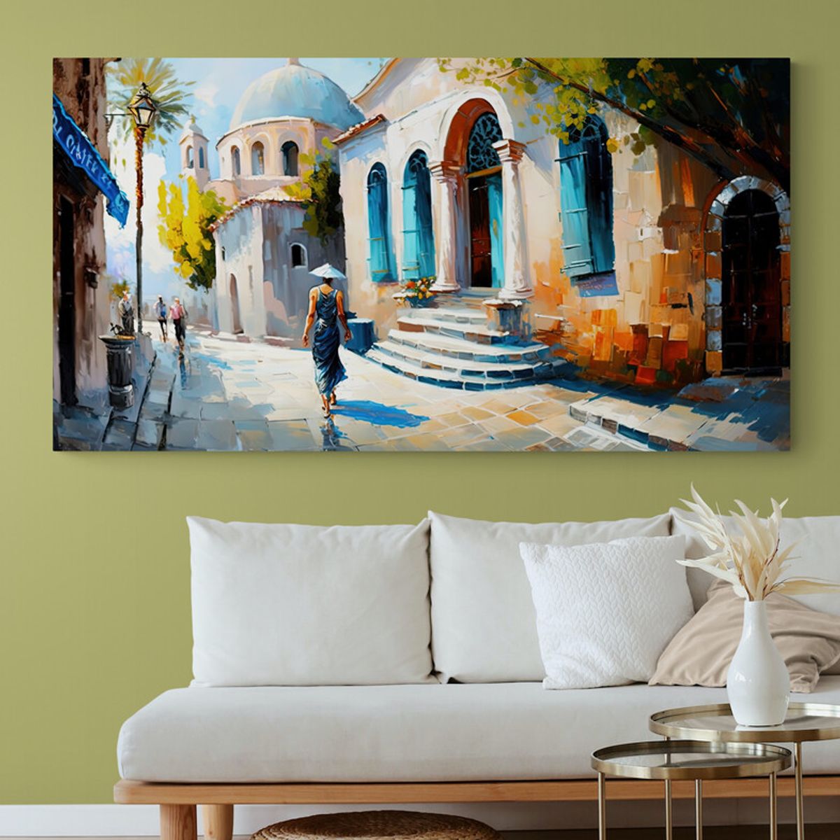TAYRONA STORE - Cuadro En Lienzo Para La Sala Pintura Ciudad 236 90x40cm