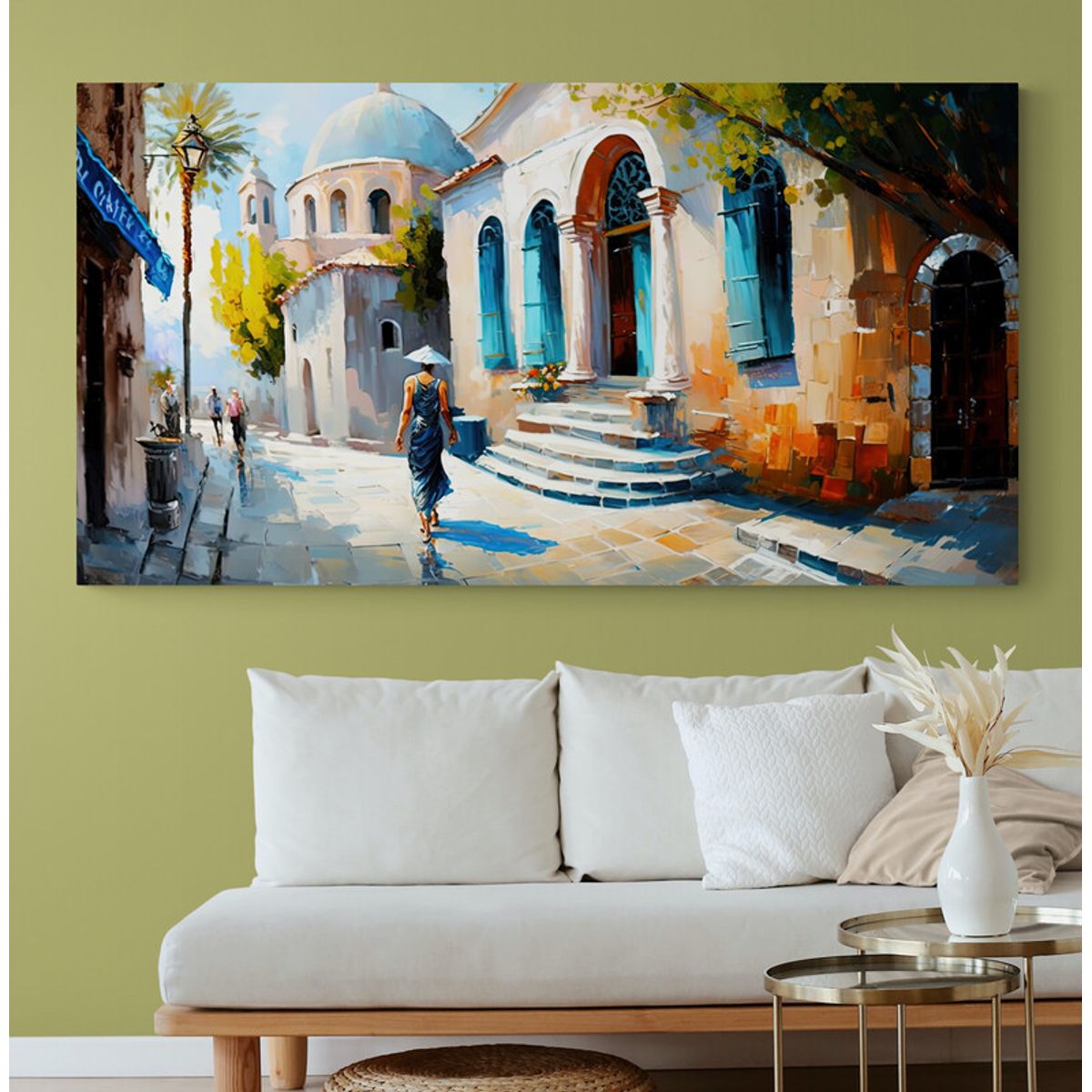 TAYRONA STORE - Cuadro En Lienzo Para La Sala Pintura Ciudad 236 90x40cm