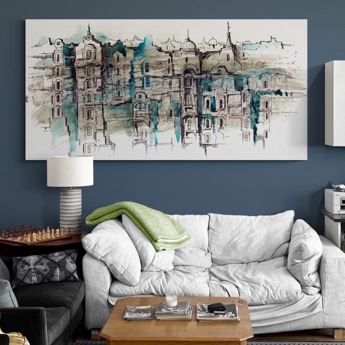 TAYRONA STORE - Cuadro En Lienzo Para La Sala Pintura Ciudad 098 150x75cm