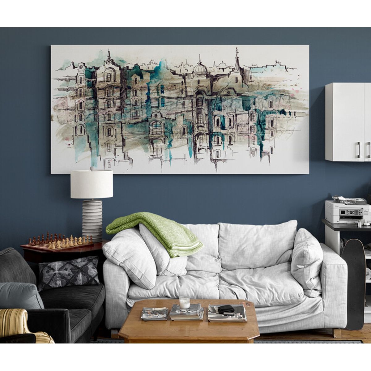 TAYRONA STORE - Cuadro En Lienzo Para La Sala Pintura Ciudad 098 150x75cm