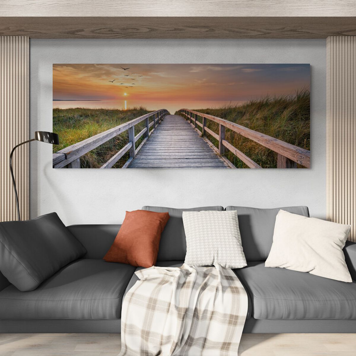 TAYRONA STORE - Cuadro En Lienzo Para La Sala Playa Atardecer 113 125x50cm