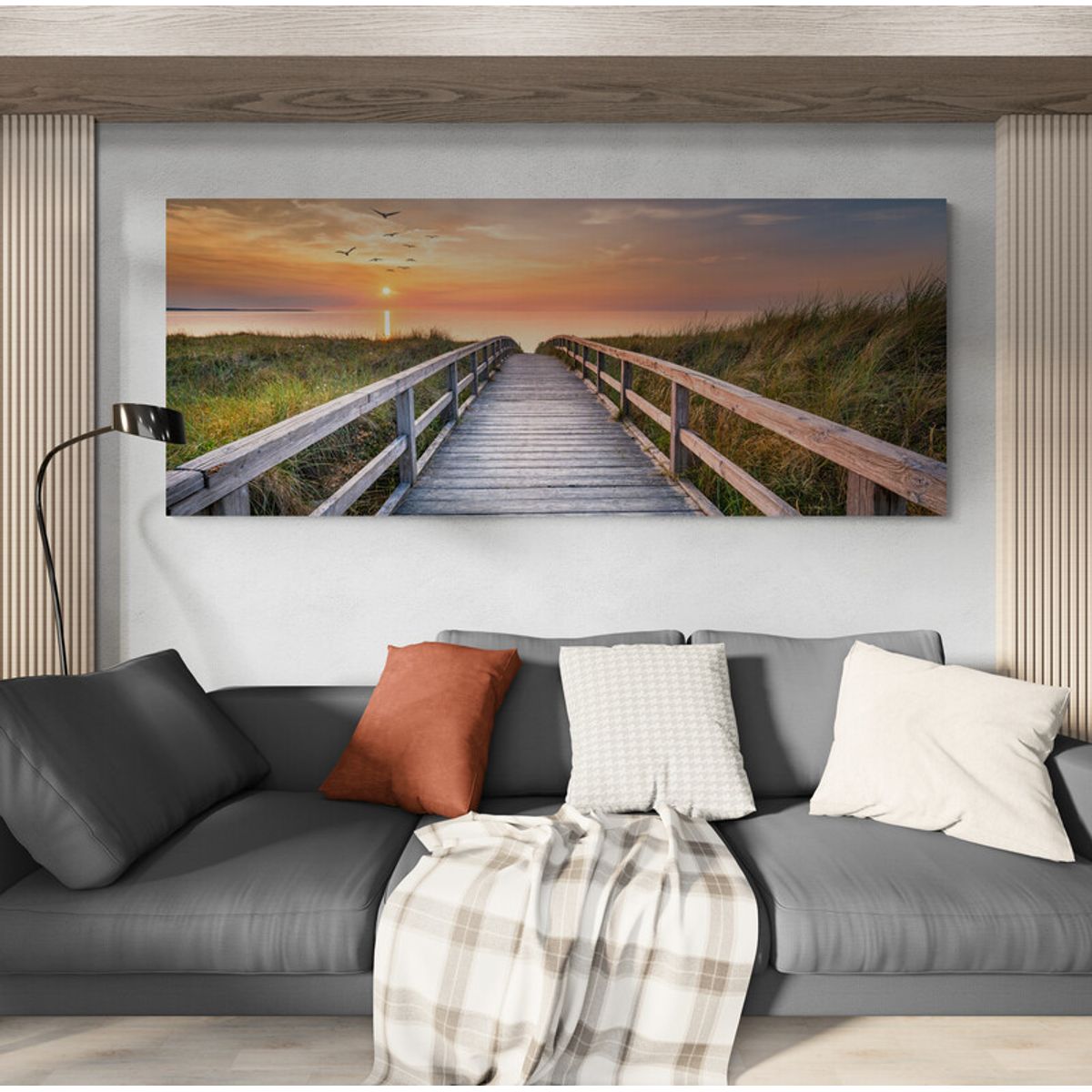 TAYRONA STORE - Cuadro En Lienzo Para La Sala Playa Atardecer 113 125x50cm
