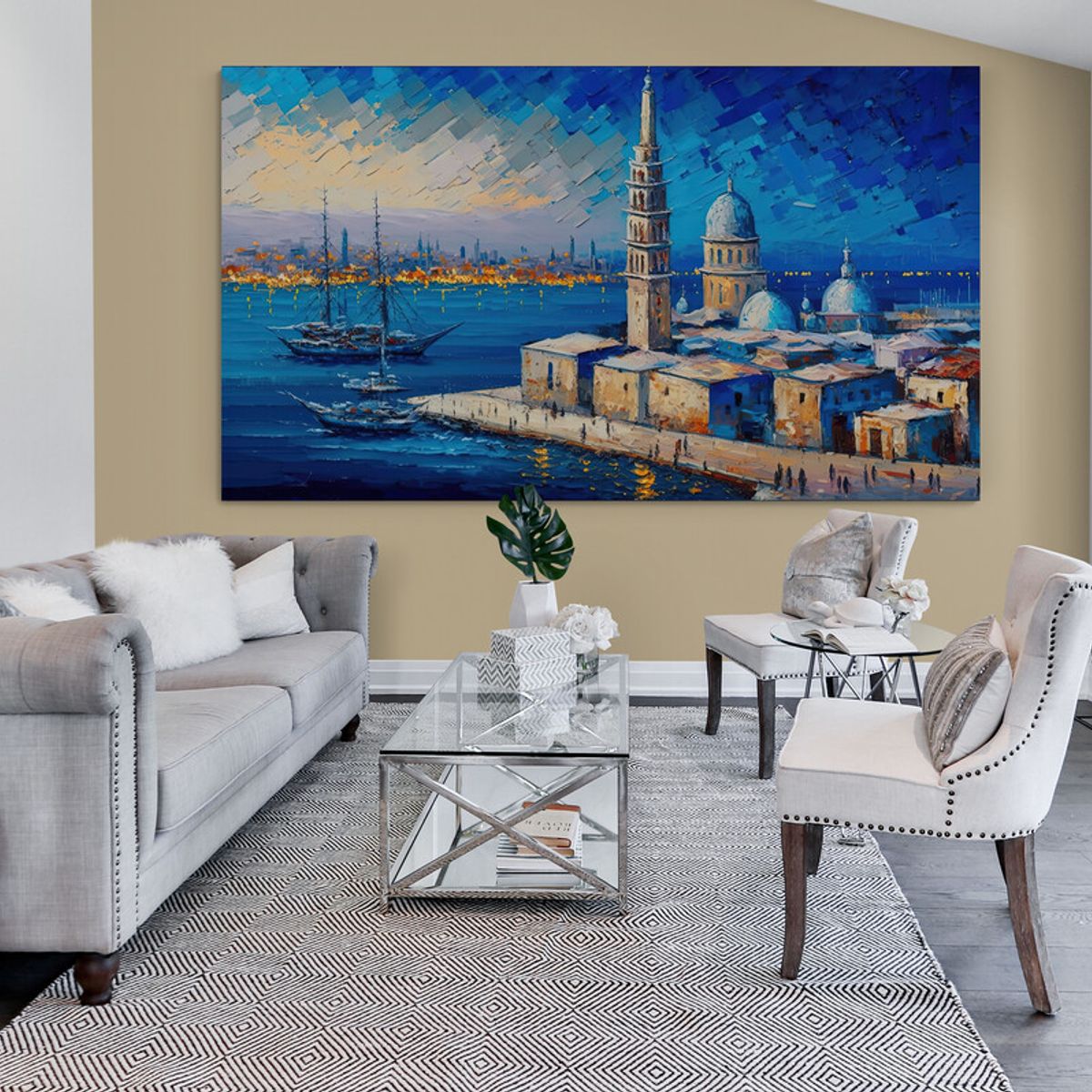 TAYRONA STORE - Cuadro En Lienzo Para La Sala Pintura Ciudad 227 150x85cm