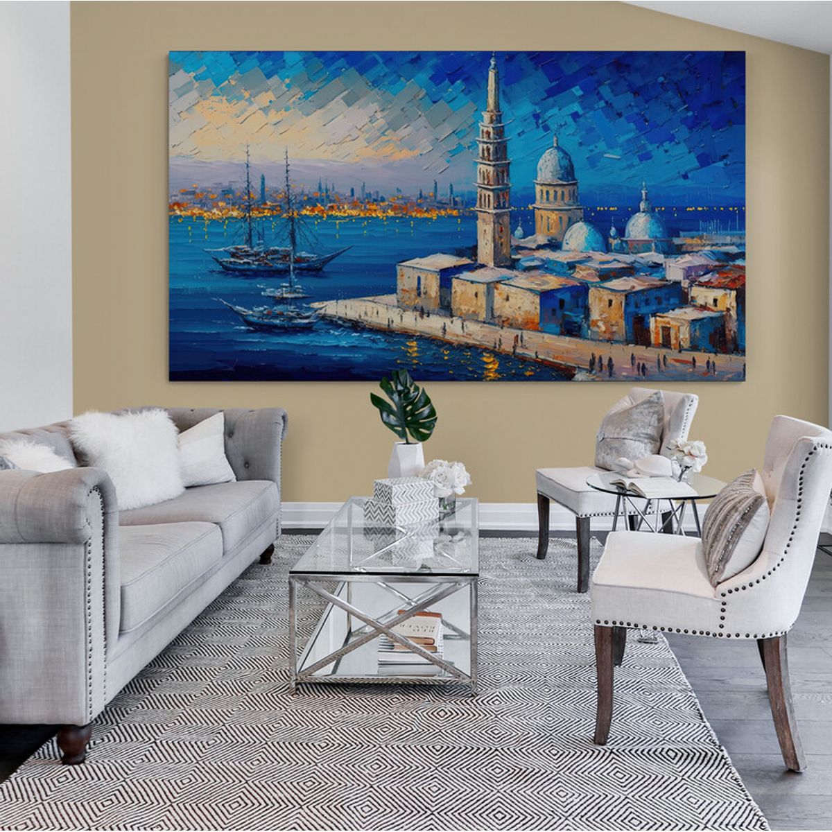 TAYRONA STORE - Cuadro En Lienzo Para La Sala Pintura Ciudad 227 150x85cm