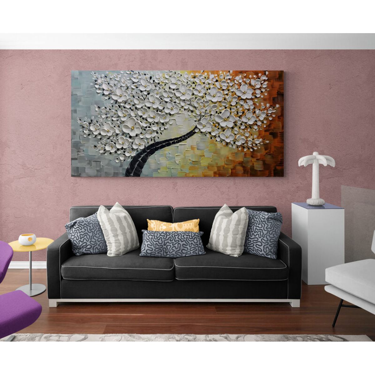 TAYRONA STORE - Cuadro En Lienzo Para La Sala Arbol Colores 040 100x50cm