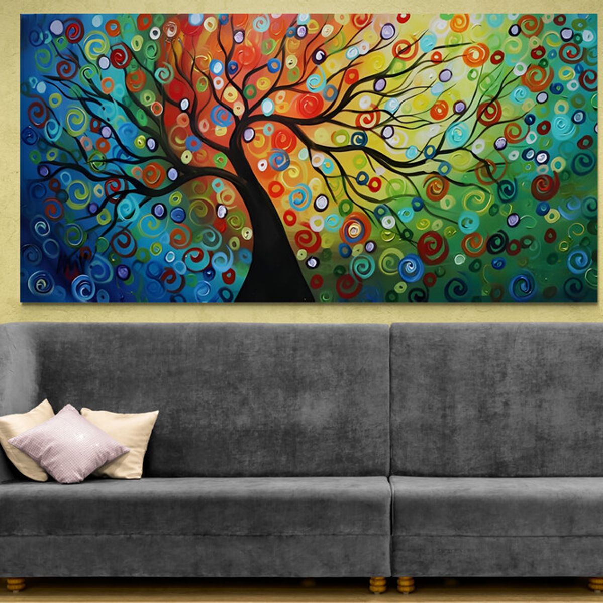TAYRONA STORE - Cuadro En Lienzo Para La Sala Arbol De La Vida 065 150x75cm