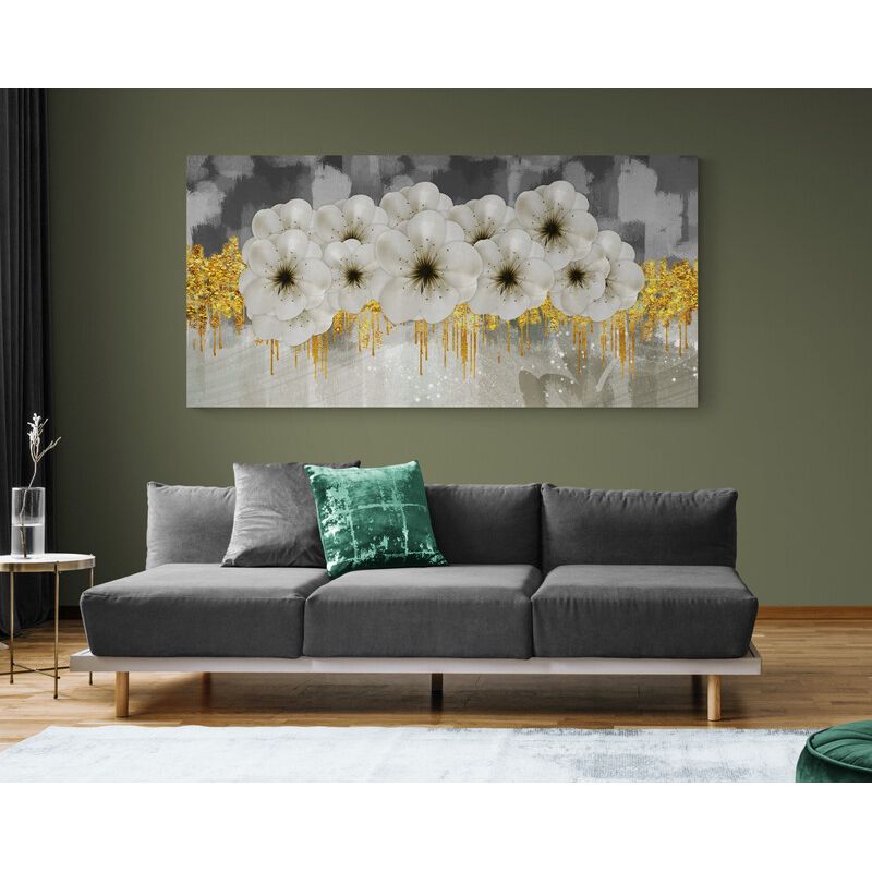 TAYRONA STORE - Cuadro Lienzo La Sala Flores Diseño Minimalista 476 90x40cm