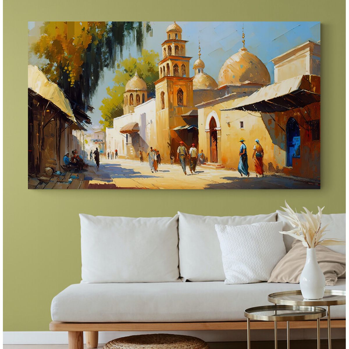 TAYRONA STORE - Cuadro En Lienzo Para La Sala Pintura Ciudad 231 100x55cm