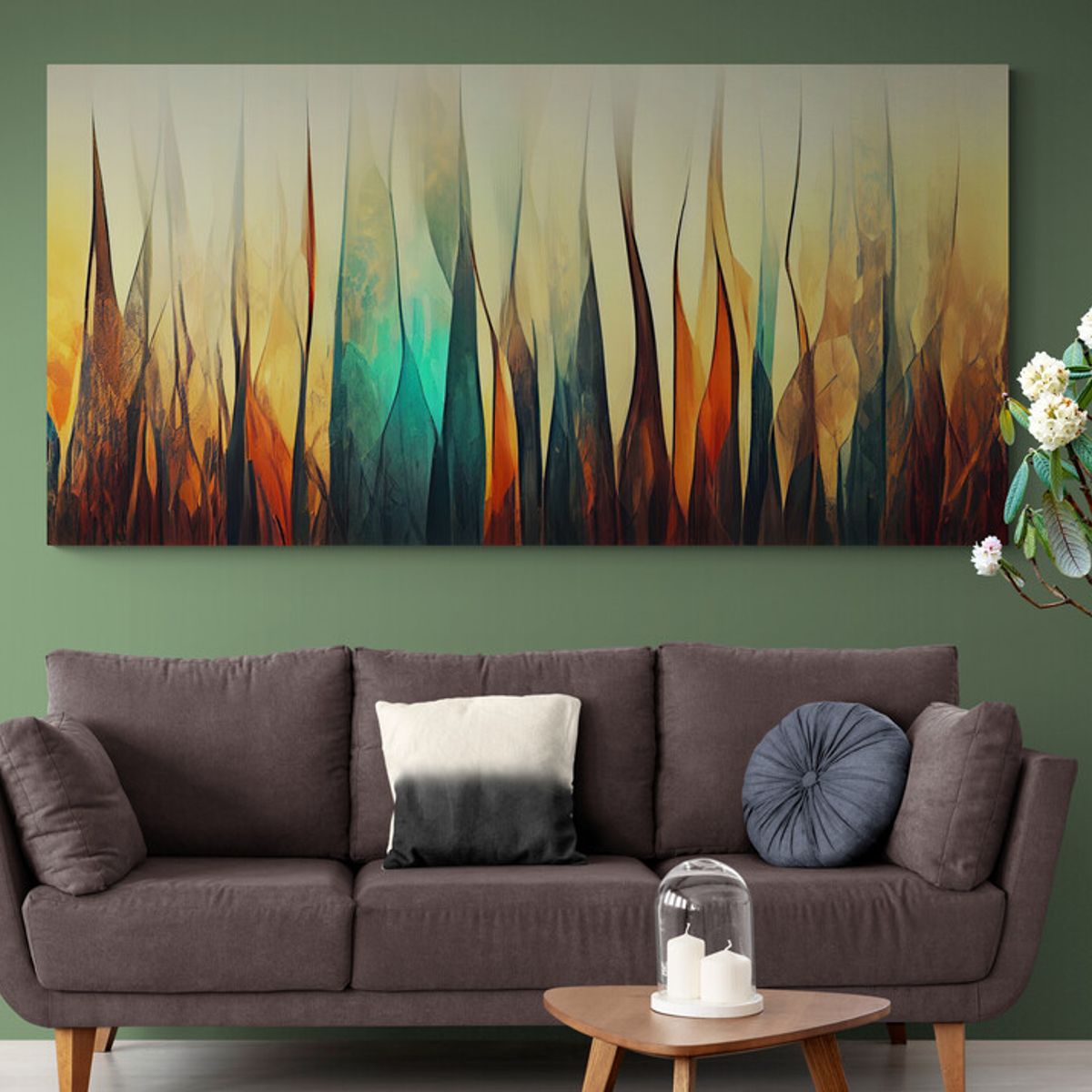 TAYRONA STORE - Cuadro En Lienzo Para La Sala Abstracto Colores 273 100x50cm