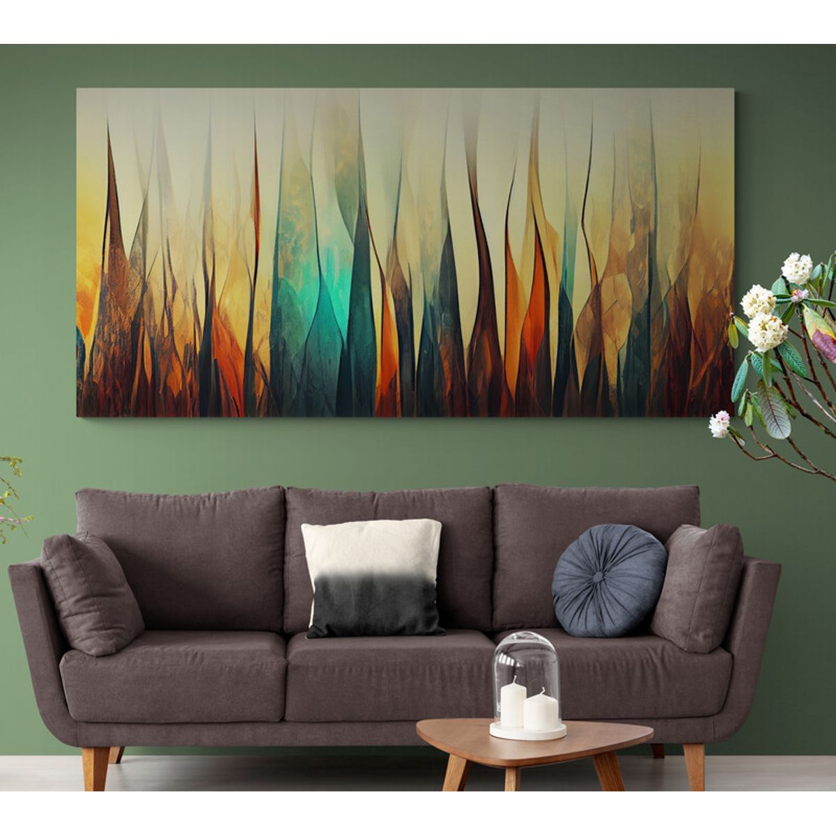 TAYRONA STORE - Cuadro En Lienzo Para La Sala Abstracto Colores 273 100x50cm