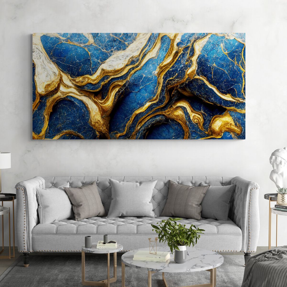TAYRONA STORE - Cuadro En Lienzo Para La Sala Abstracto Colores 233 150x75cm
