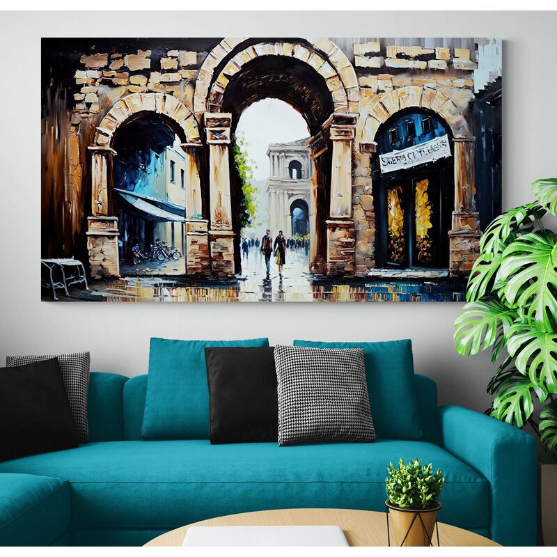 TAYRONA STORE - Cuadro En Lienzo Para La Sala Pintura Ciudad 229 80x45cm