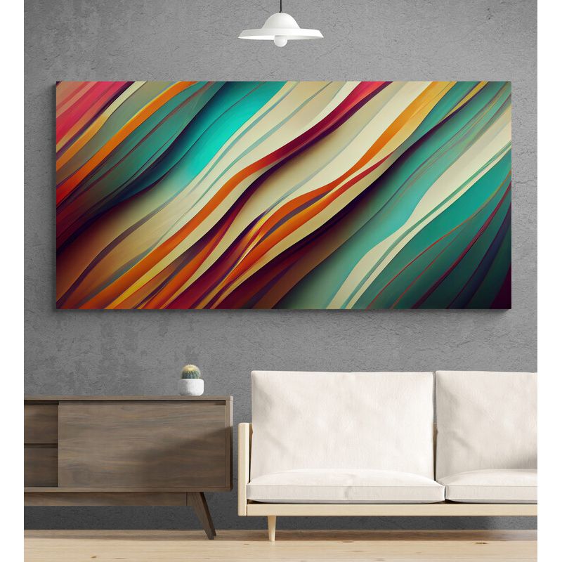 TAYRONA STORE - Cuadro En Lienzo Para La Sala Abstracto Colores 263 150x75cm