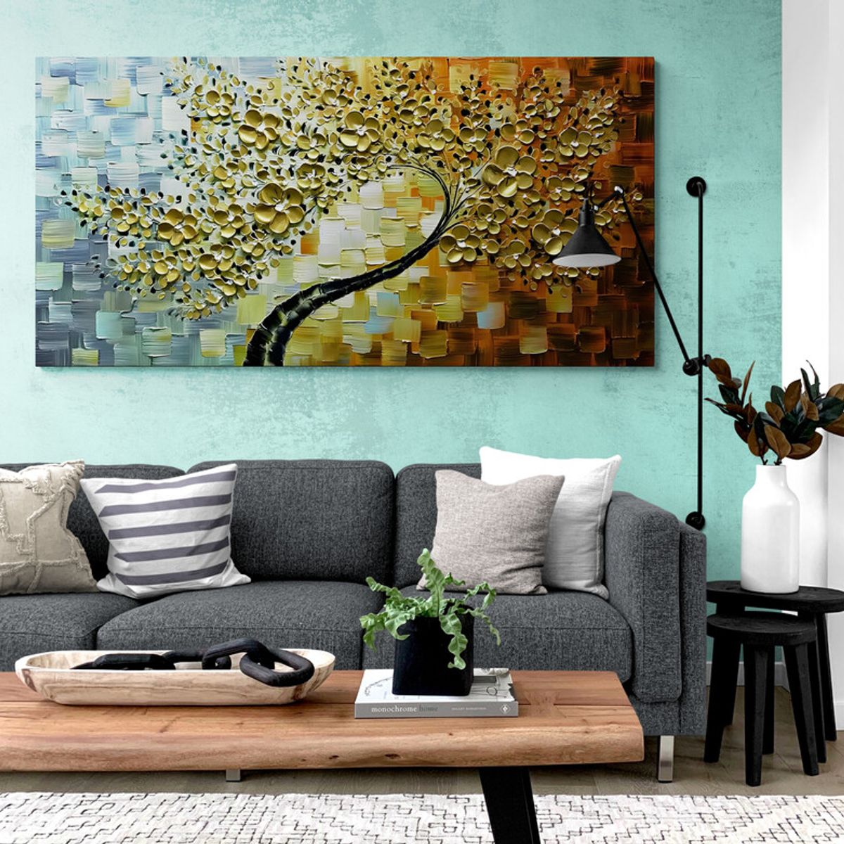 TAYRONA STORE - Cuadro En Lienzo Para La Sala Arbol Colores 033 120x60cm