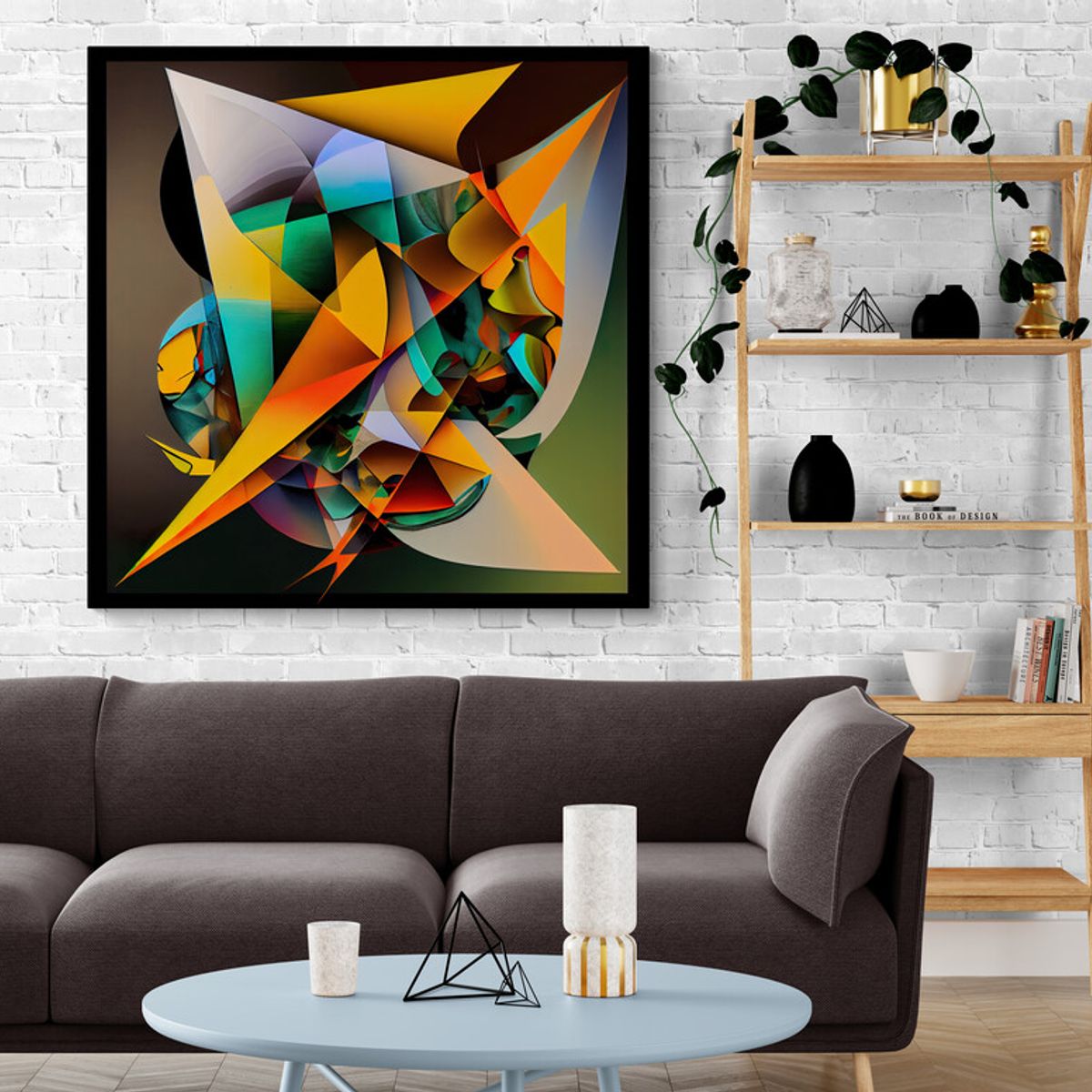 TAYRONA STORE - Cuadro En Lienzo Para La Sala Abstracto Colores 328 60x60cm