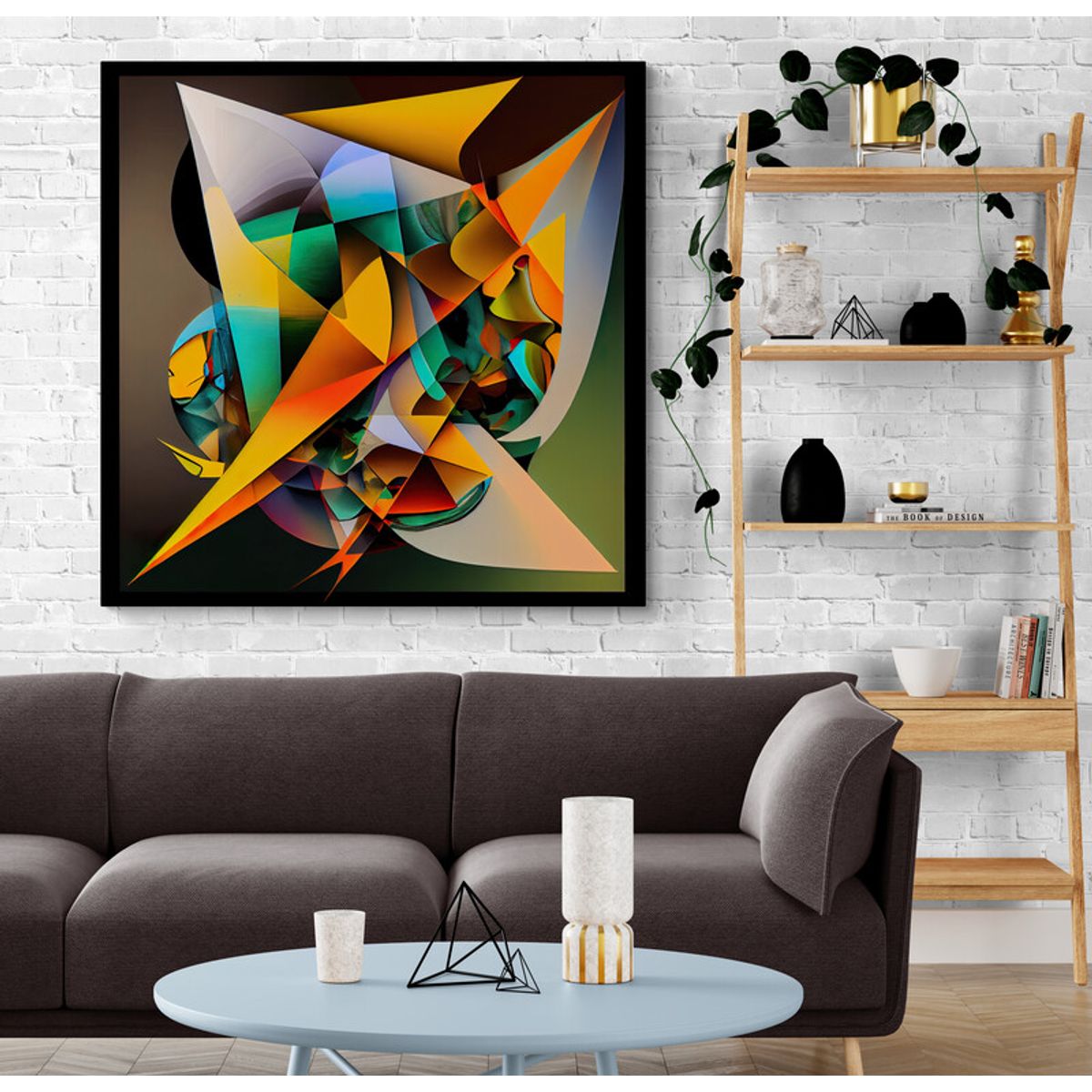 TAYRONA STORE - Cuadro En Lienzo Para La Sala Abstracto Colores 328 60x60cm