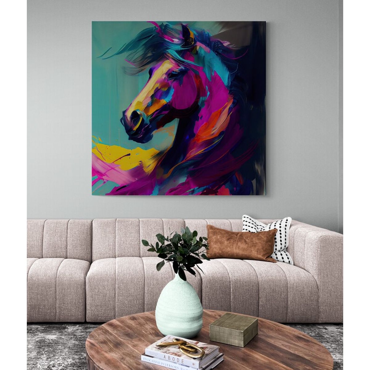 TAYRONA STORE - Cuadro En Lienzo Para La Sala Caballos 183 100x100cm