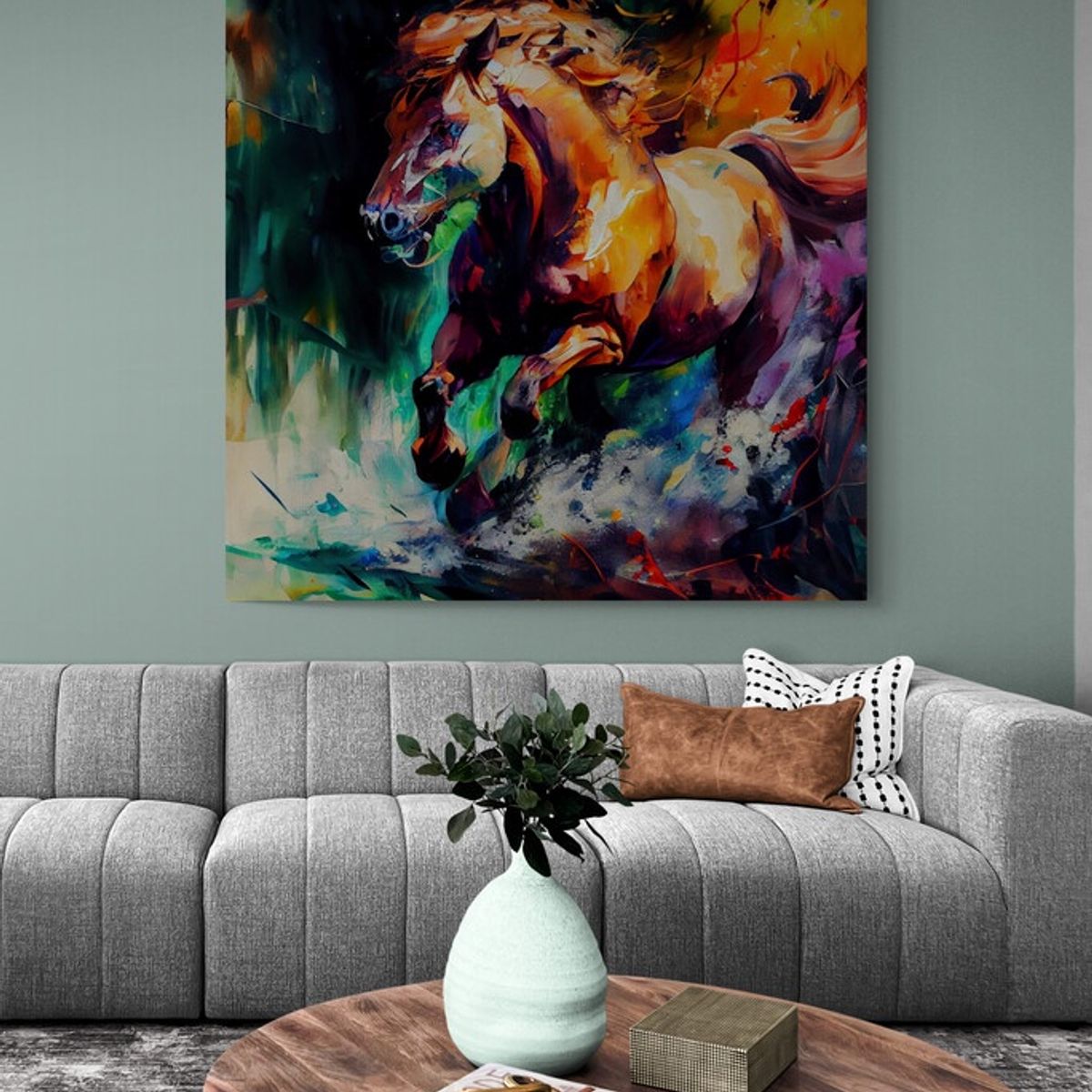 TAYRONA STORE - Cuadro En Lienzo Para La Sala Caballos 184 120x120cm