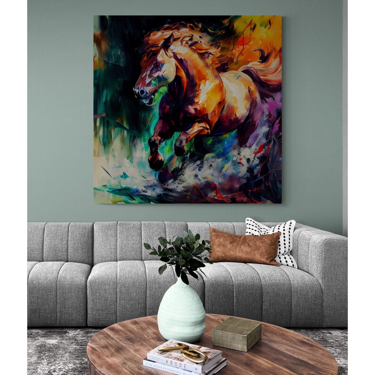 TAYRONA STORE - Cuadro En Lienzo Para La Sala Caballos 184 120x120cm