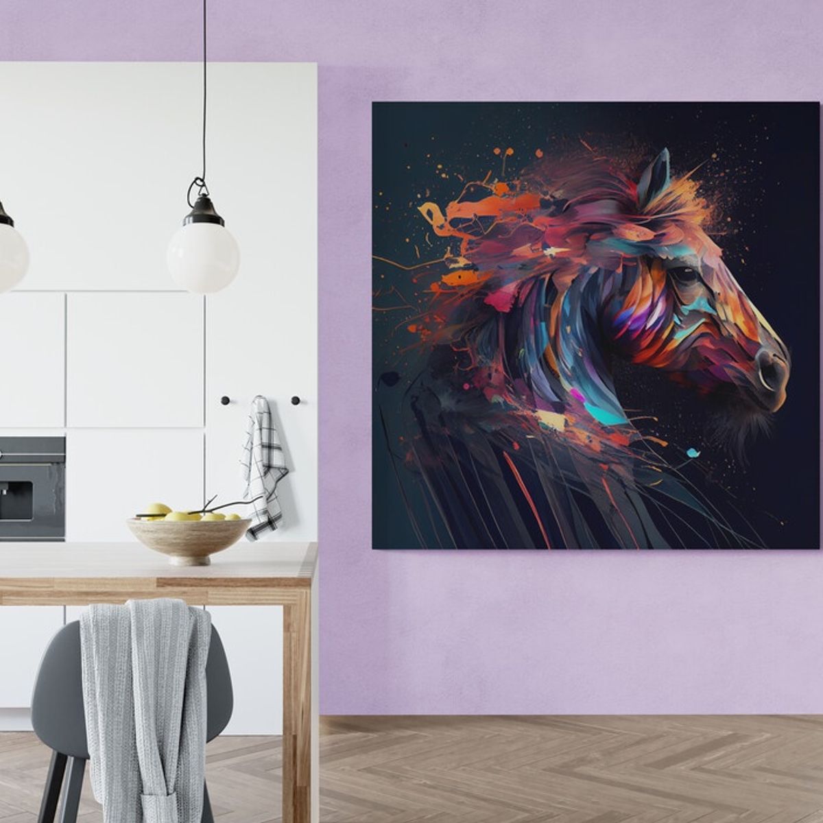 TAYRONA STORE - Cuadro En Lienzo Para La Sala Caballos 230 90x90cm