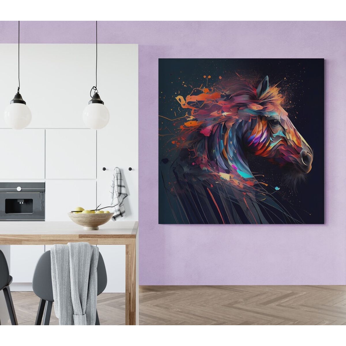 TAYRONA STORE - Cuadro En Lienzo Para La Sala Caballos 230 90x90cm