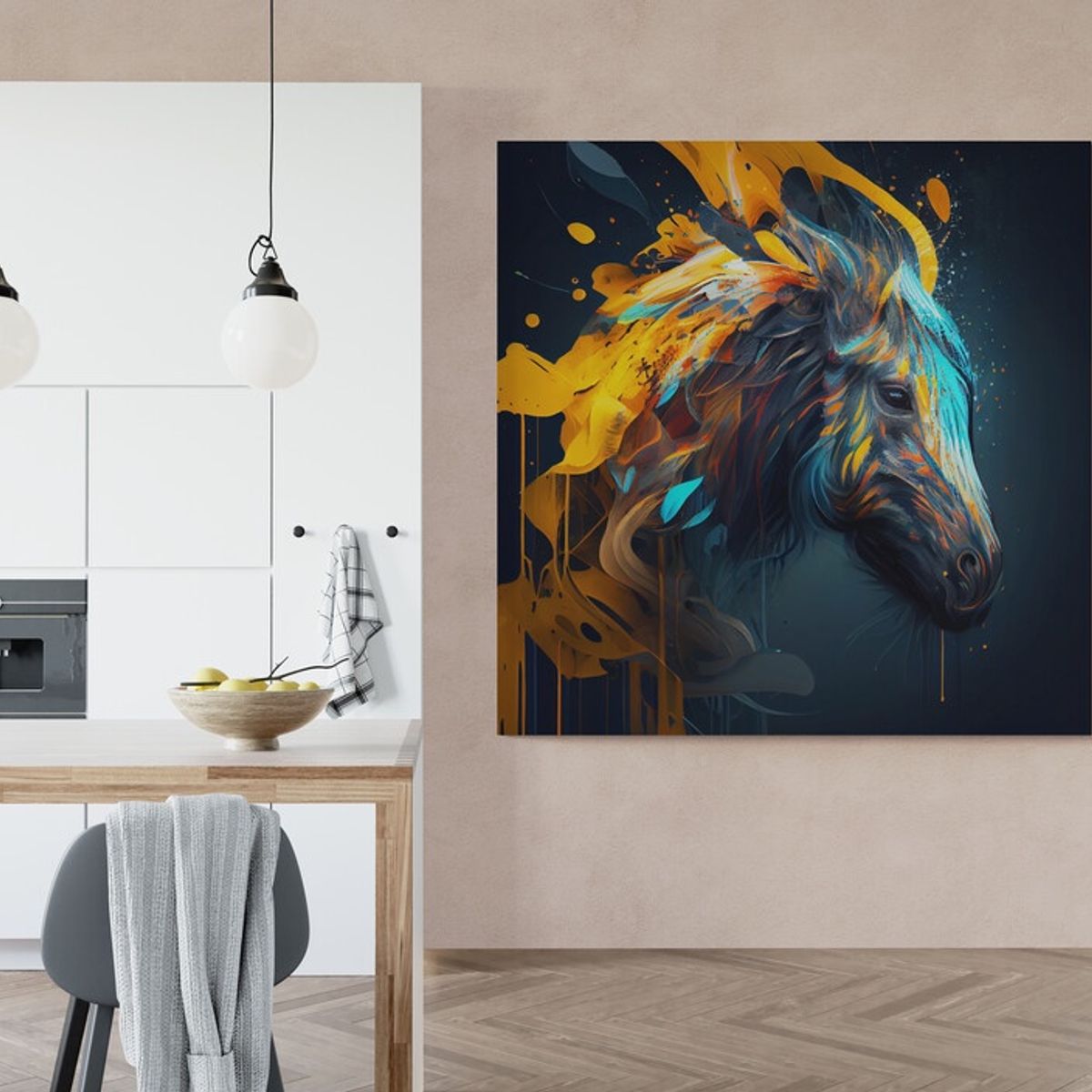 TAYRONA STORE - Cuadro En Lienzo Para La Sala Caballos 254 50x50cm