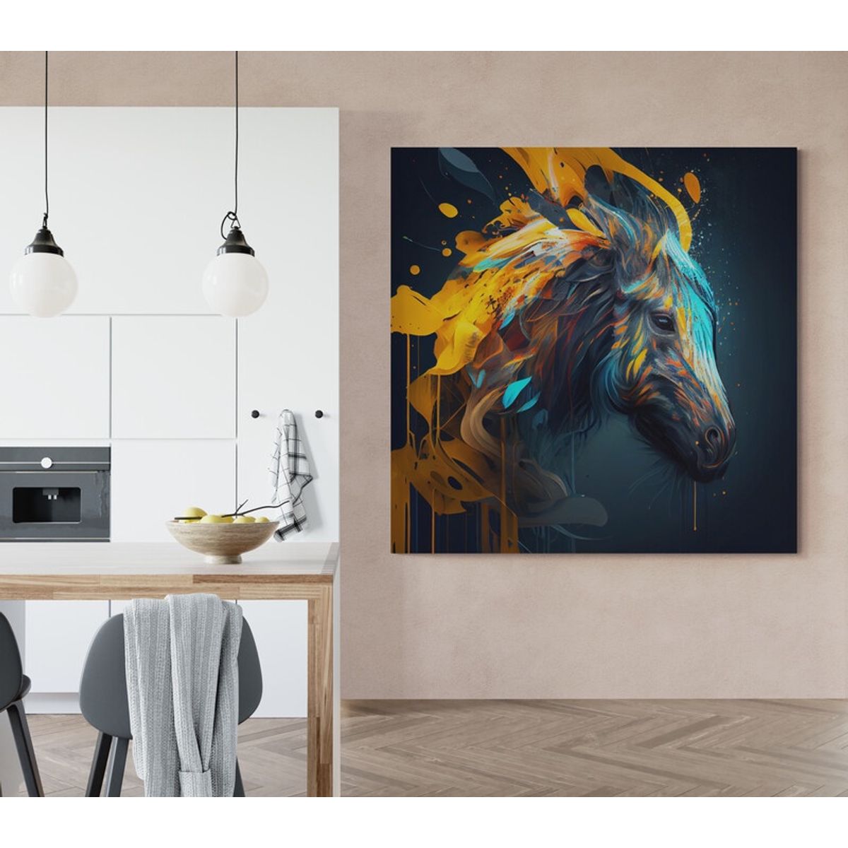 TAYRONA STORE - Cuadro En Lienzo Para La Sala Caballos 254 50x50cm