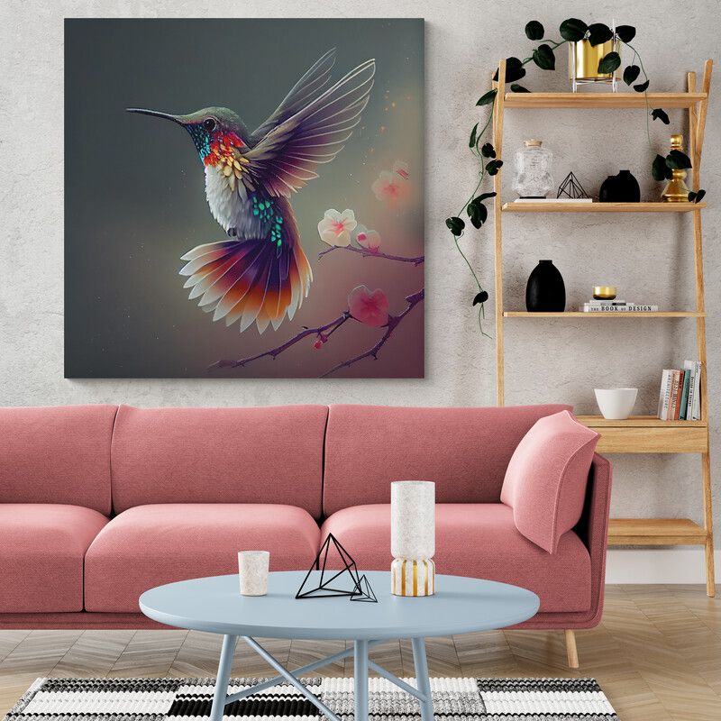 TAYRONA STORE - Cuadro En Lienzo Para La Sala Colibri 151 100x100cm