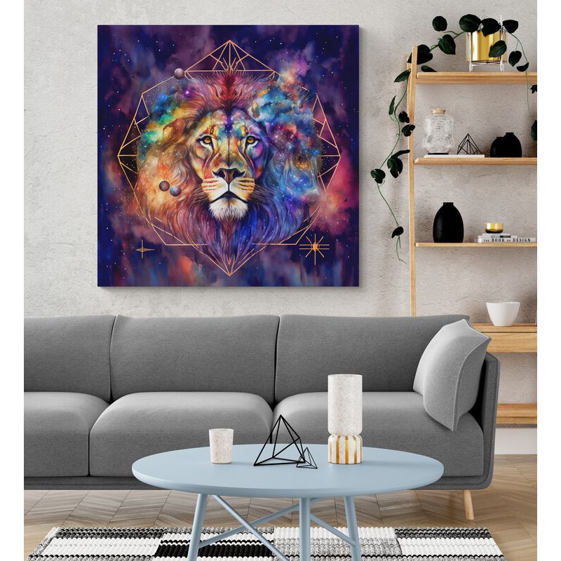 TAYRONA STORE - Cuadro En Lienzo Para La Sala Leon Colores 082 50x50cm