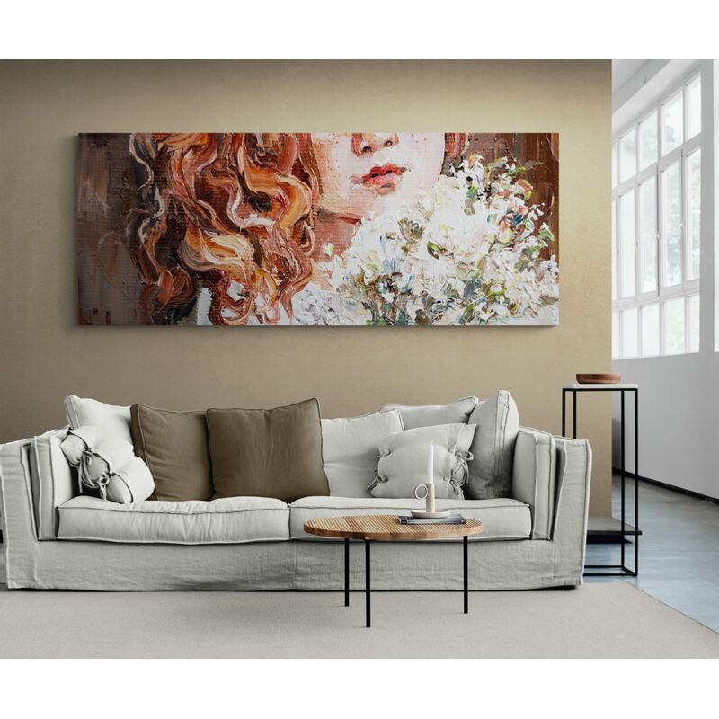 TAYRONA STORE - Cuadro En Lienzo Para La Sala Pintura Mujer 097 100x40cm
