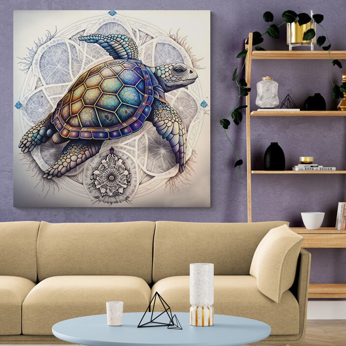 TAYRONA STORE - Cuadro En Lienzo Para La Sala Tortugas 036 60x60cm