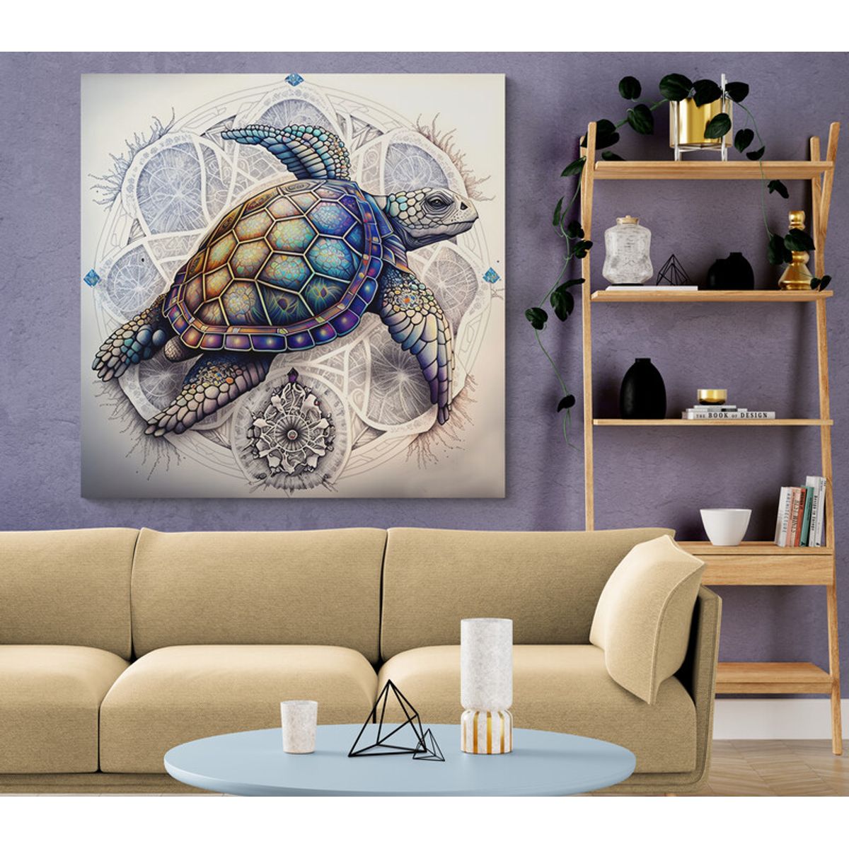 TAYRONA STORE - Cuadro En Lienzo Para La Sala Tortugas 036 60x60cm