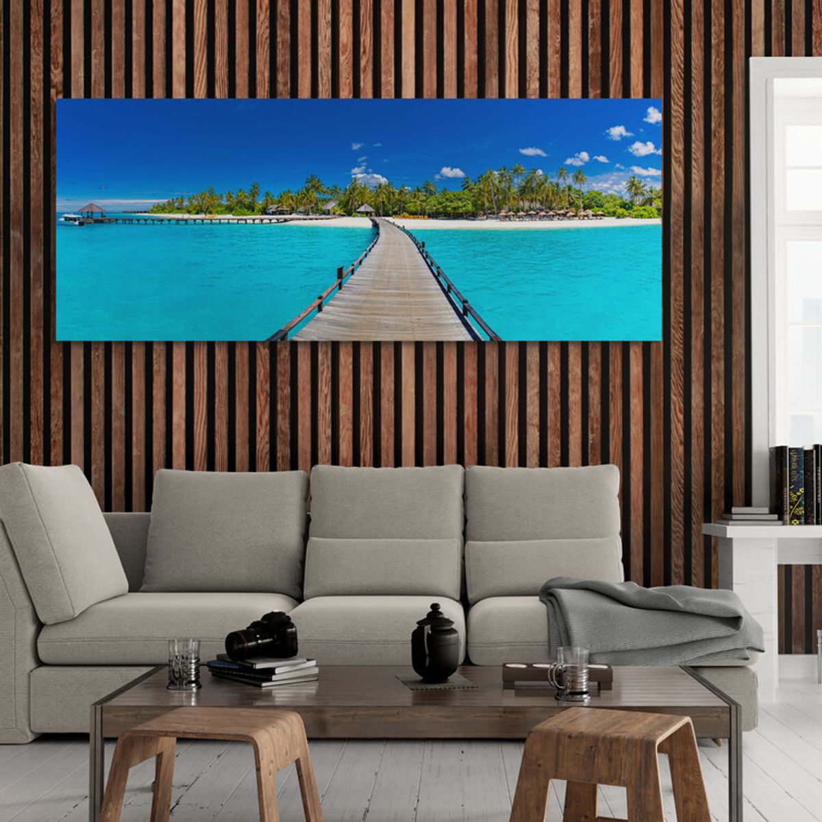 TAYRONA STORE - Cuadro En Lienzo Para La Sala Playa 139 125x50cm