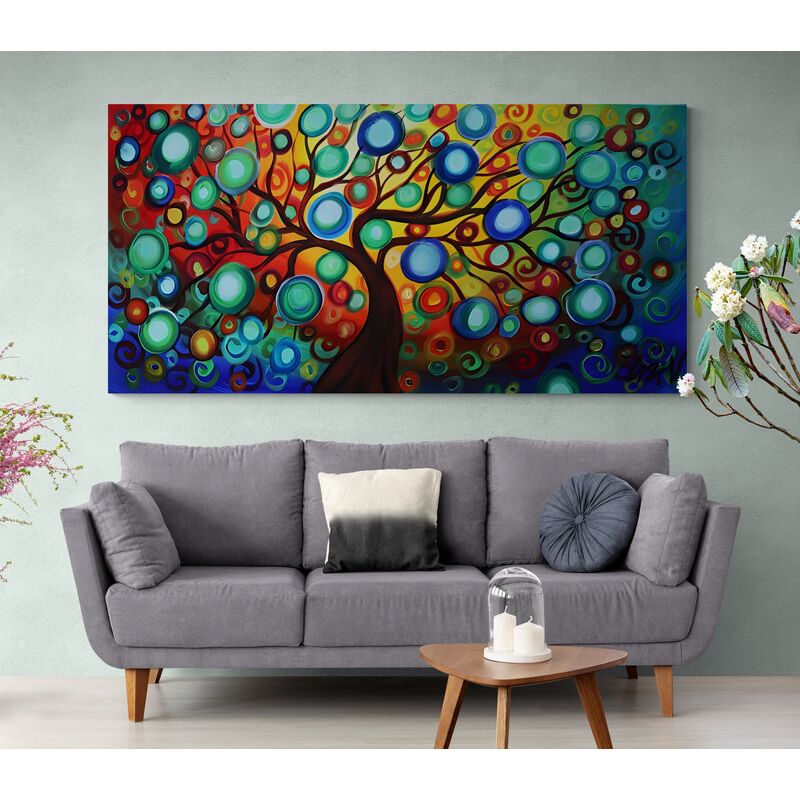 TAYRONA STORE - Cuadro En Lienzo Para La Sala Arbol De La Vida 056 150x75cm