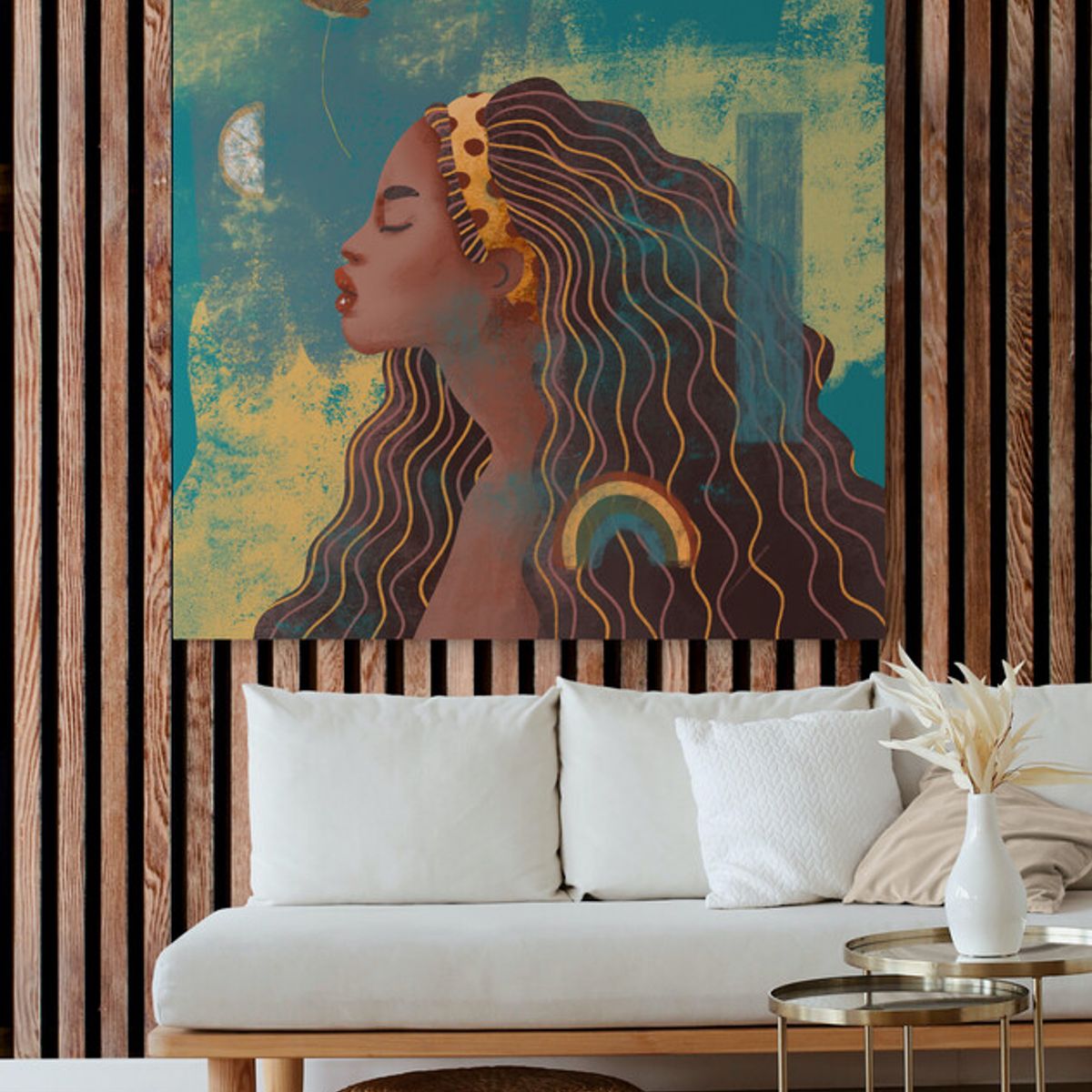 TAYRONA STORE - Cuadro En Lienzo Para La Sala Pintura Mujer 258 60x60cm