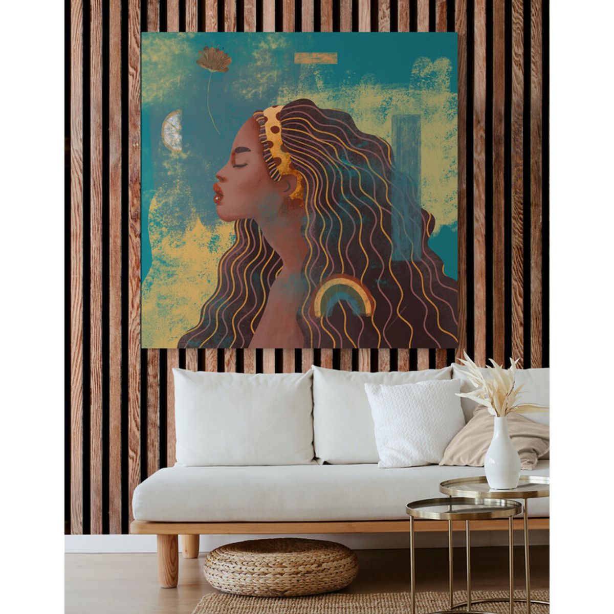 TAYRONA STORE - Cuadro En Lienzo Para La Sala Pintura Mujer 258 60x60cm