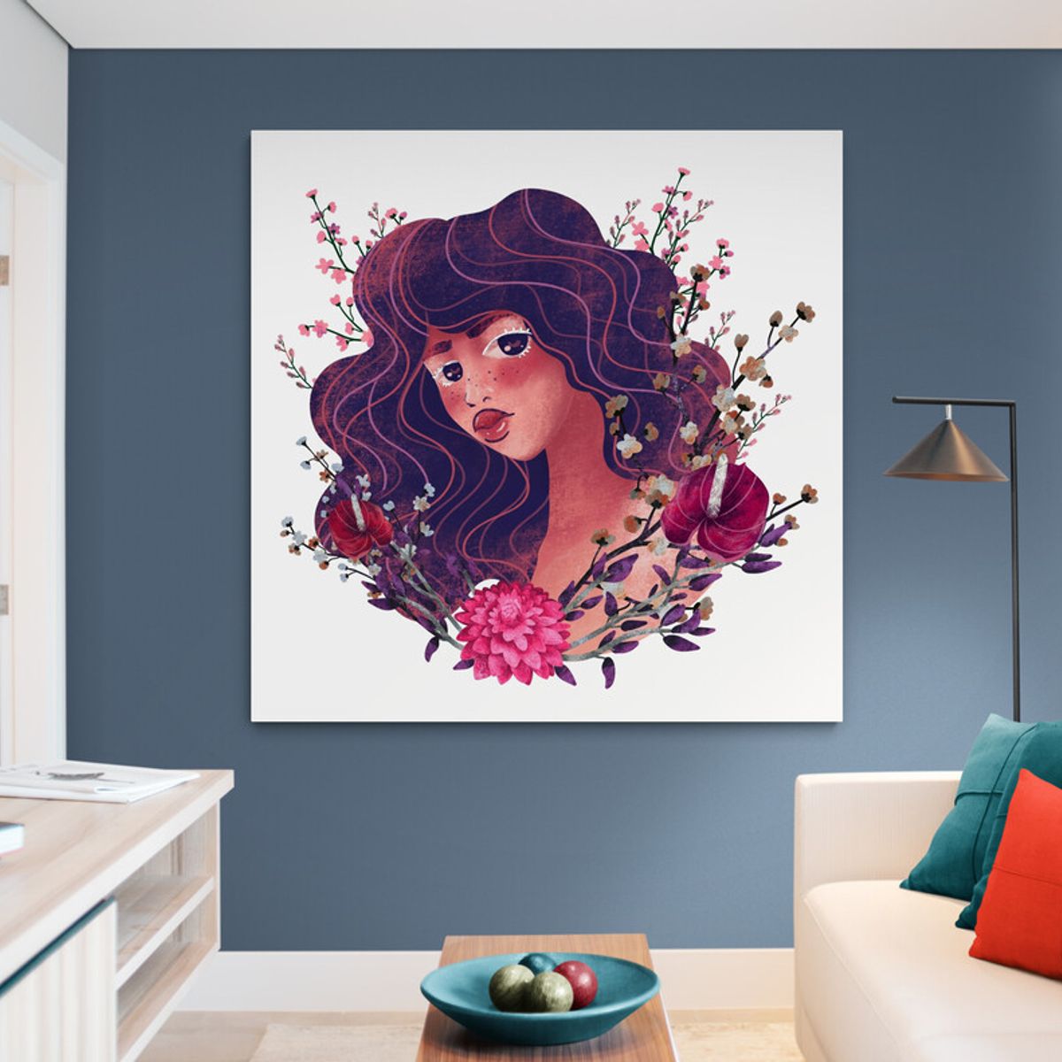 TAYRONA STORE - Cuadro En Lienzo Para La Sala Pintura Mujer 047 60x60cm