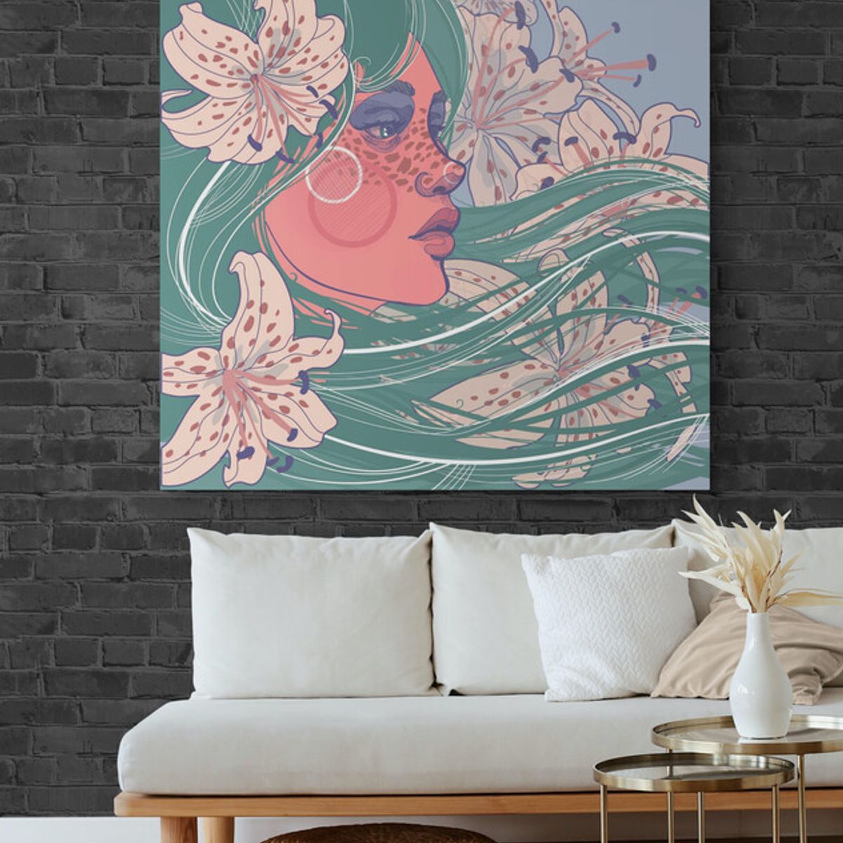 TAYRONA STORE - Cuadro En Lienzo Para La Sala Pintura Mujer 203 60x60cm