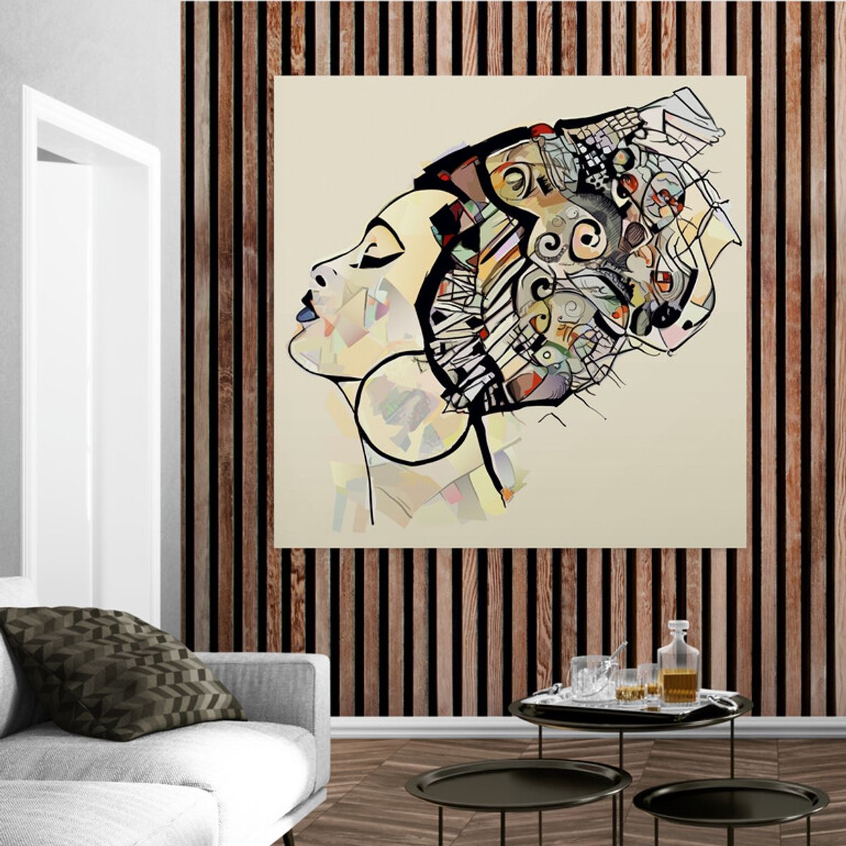 TAYRONA STORE - Cuadro En Lienzo Para La Sala Pintura Mujeres Africanas 009 60x60cm.