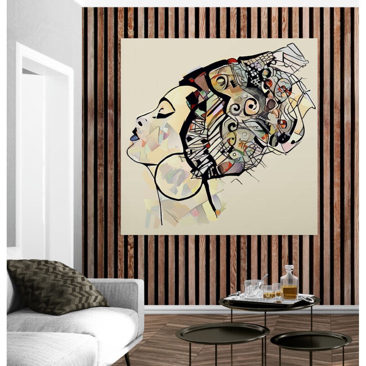 TAYRONA STORE - Cuadro En Lienzo Para La Sala Pintura Mujeres Africanas 009 60x60cm.