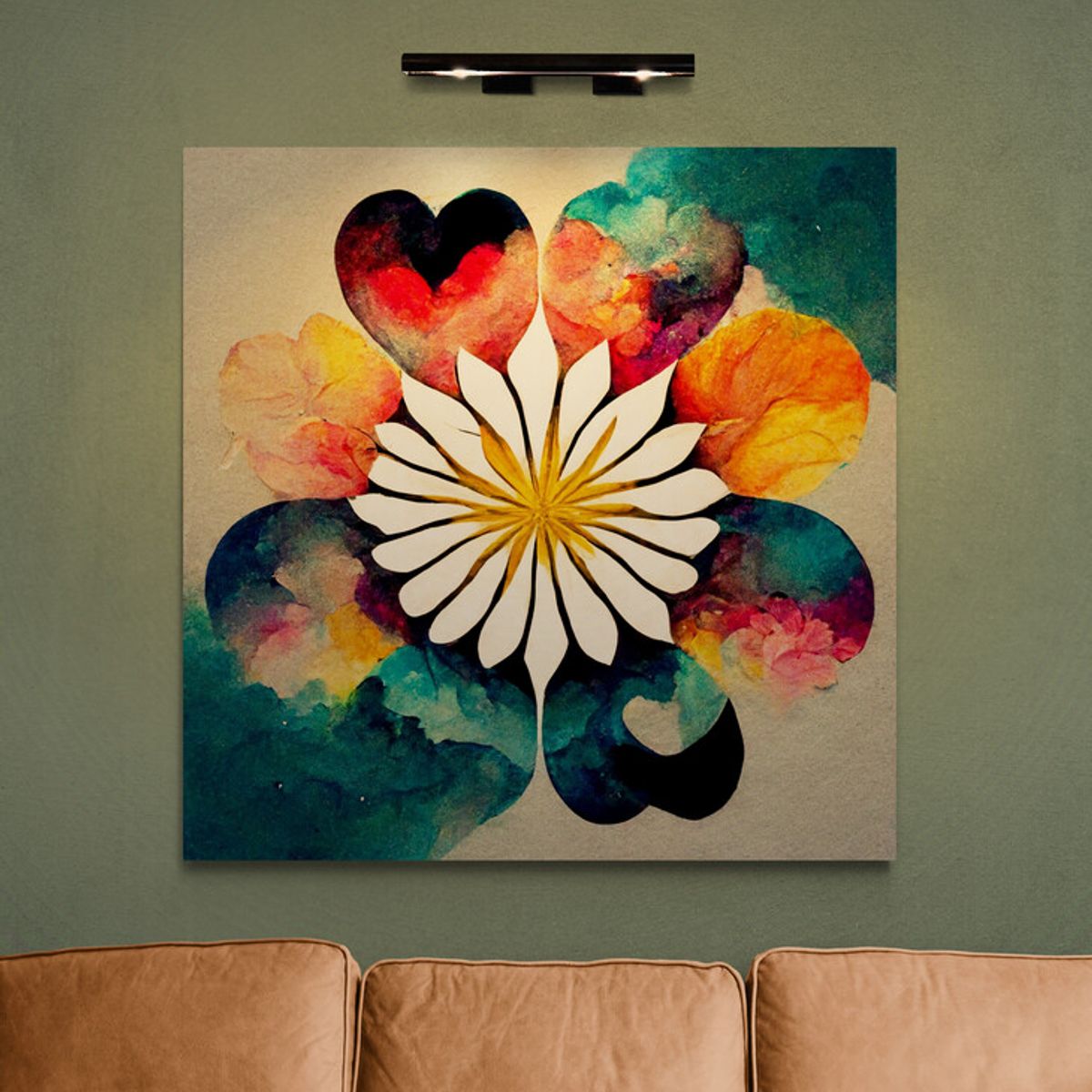 TAYRONA STORE - Cuadro En Lienzo Para La Sala Flores 448 120x120cm