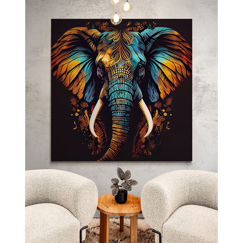 TAYRONA STORE - Cuadro En Lienzo Para La Sala Elefantes 317 60x60cm