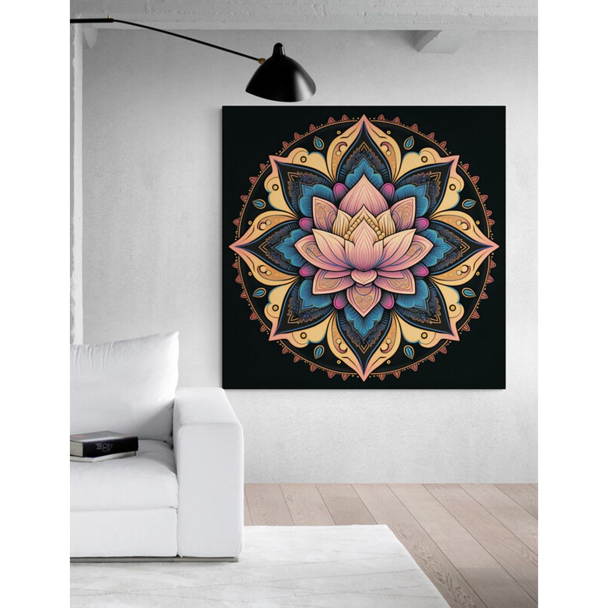 TAYRONA STORE - Cuadro En Lienzo Para La Sala Flor De Loto 099 90x90cm