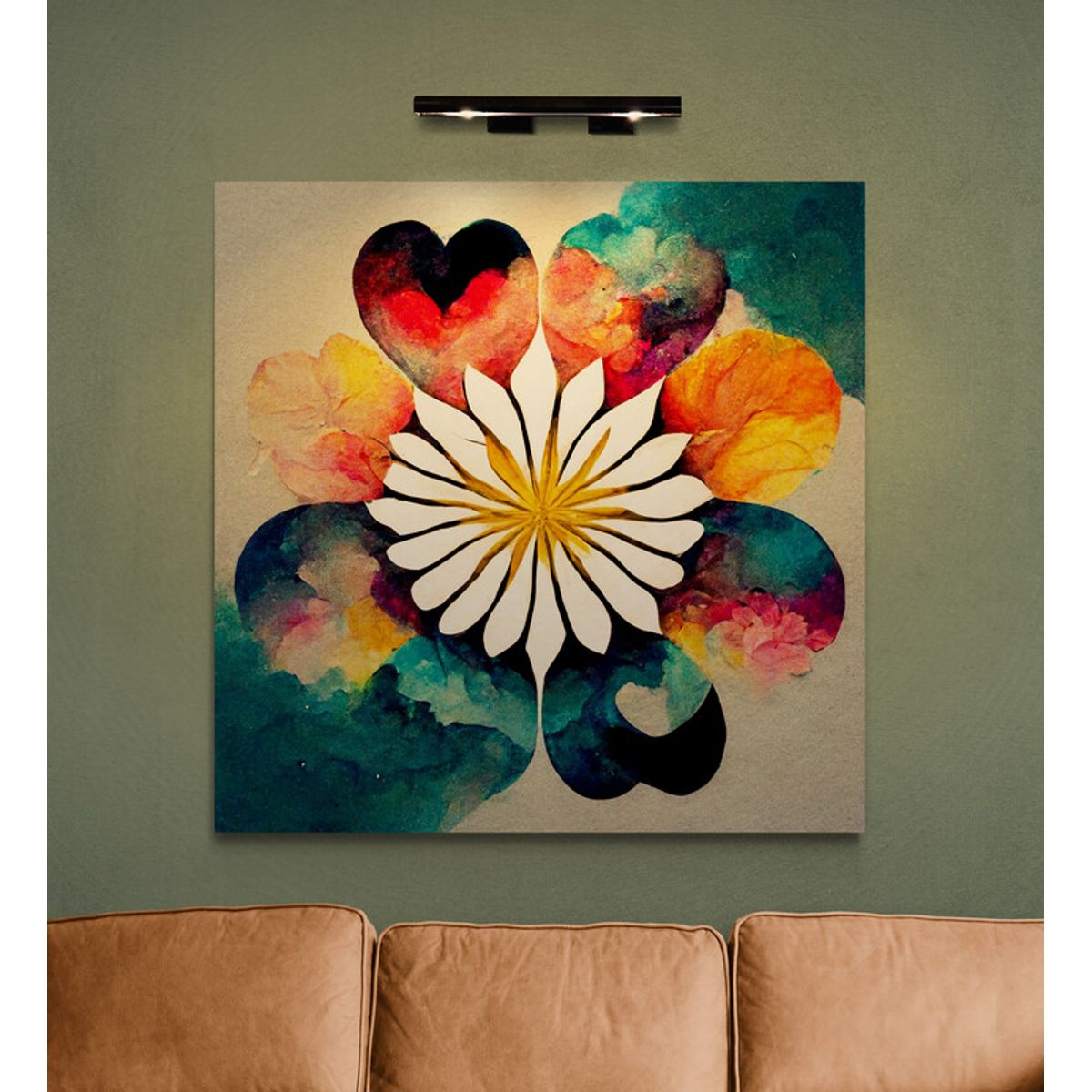 TAYRONA STORE - Cuadro En Lienzo Para La Sala Flores 448 50x50cm