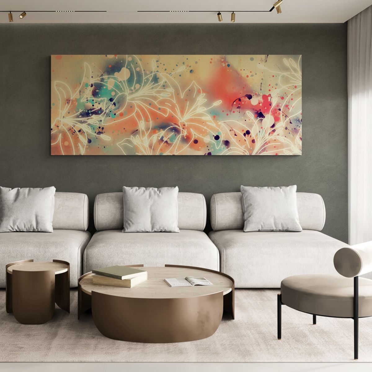 TAYRONA STORE - Cuadro En Lienzo Para La Sala Flores 449 120x120cm