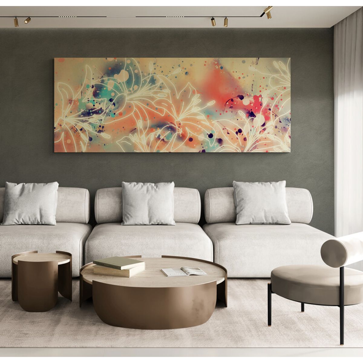 TAYRONA STORE - Cuadro En Lienzo Para La Sala Flores 449 120x120cm