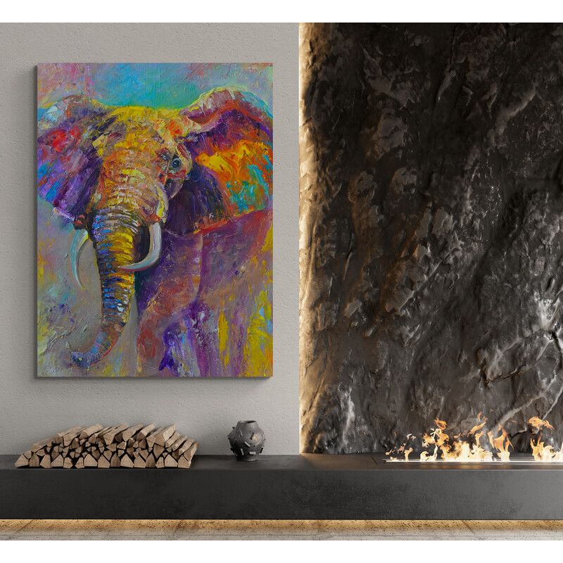 TAYRONA STORE - Cuadro En Lienzo Para La Sala Elefantes 162 120x160cm