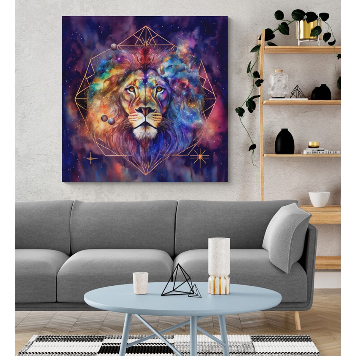 TAYRONA STORE - Cuadro En Lienzo Para La Sala Leon Colores 082 90x90cm