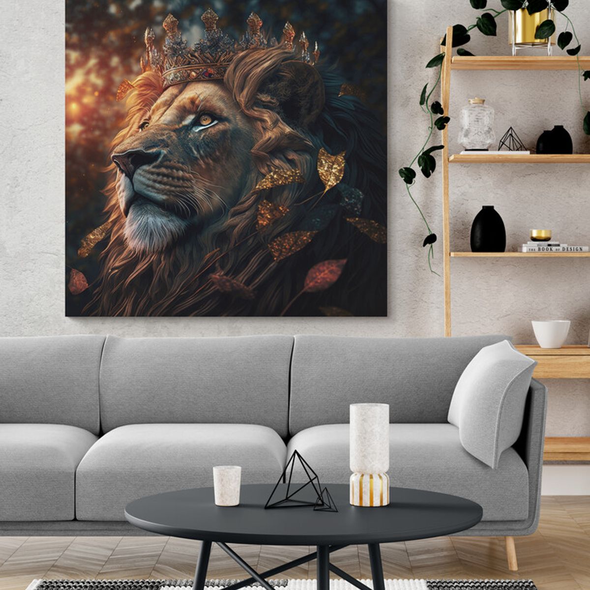 TAYRONA STORE - Cuadro En Lienzo Para La Sala Leon Colores 099 60x60cm